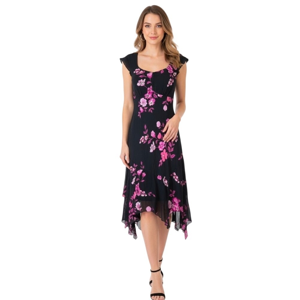 Vtg SANGRIA Womens Maxi Dress‎ 100% Silk Dress Size 10 Floral Print Y2K Fairy